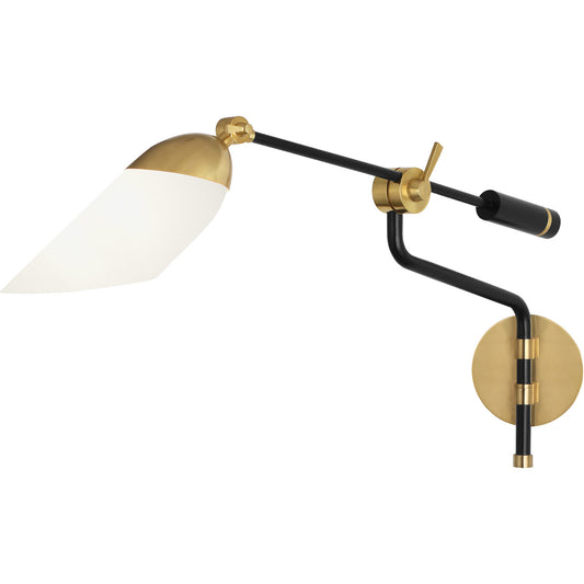 Robert Abbey  Ferdinand Wall Swinger in Matte Black Painted Finish with Modern Brass Accent 1212