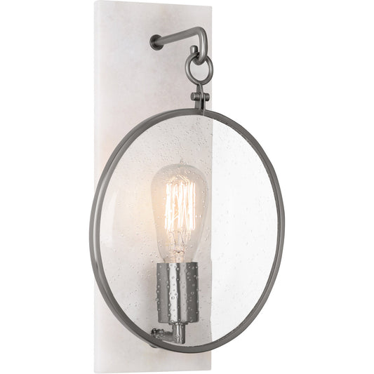 Robert Abbey  Fineas Wall Sconce in Dark Antique Nickel Finish with Alabaster Stone Back Plate 1418