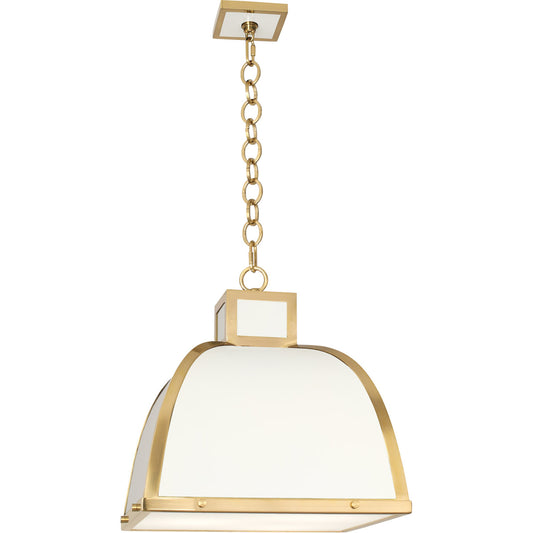 Robert Abbey  Ranger Pendant in Glossy White Painted Finish with Modern Brass Accents 1445