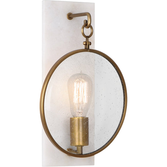 Robert Abbey  Fineas Wall Sconce in Aged Brass Finish with Alabaster Stone Accents 1518