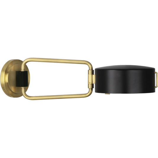 Robert Abbey  Simon Wall Swinger in Satin Black Finish with Modern Brass Accents 1597