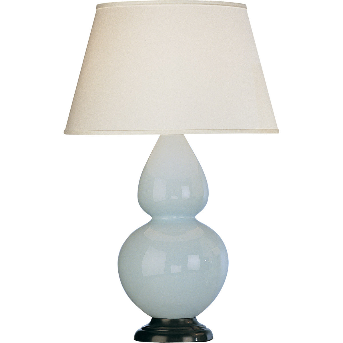 Robert Abbey  Baby Blue Double Gourd Table Lamp in Baby Blue Glazed Ceramic with Deep Patina Bronze Finished Accents 1646X