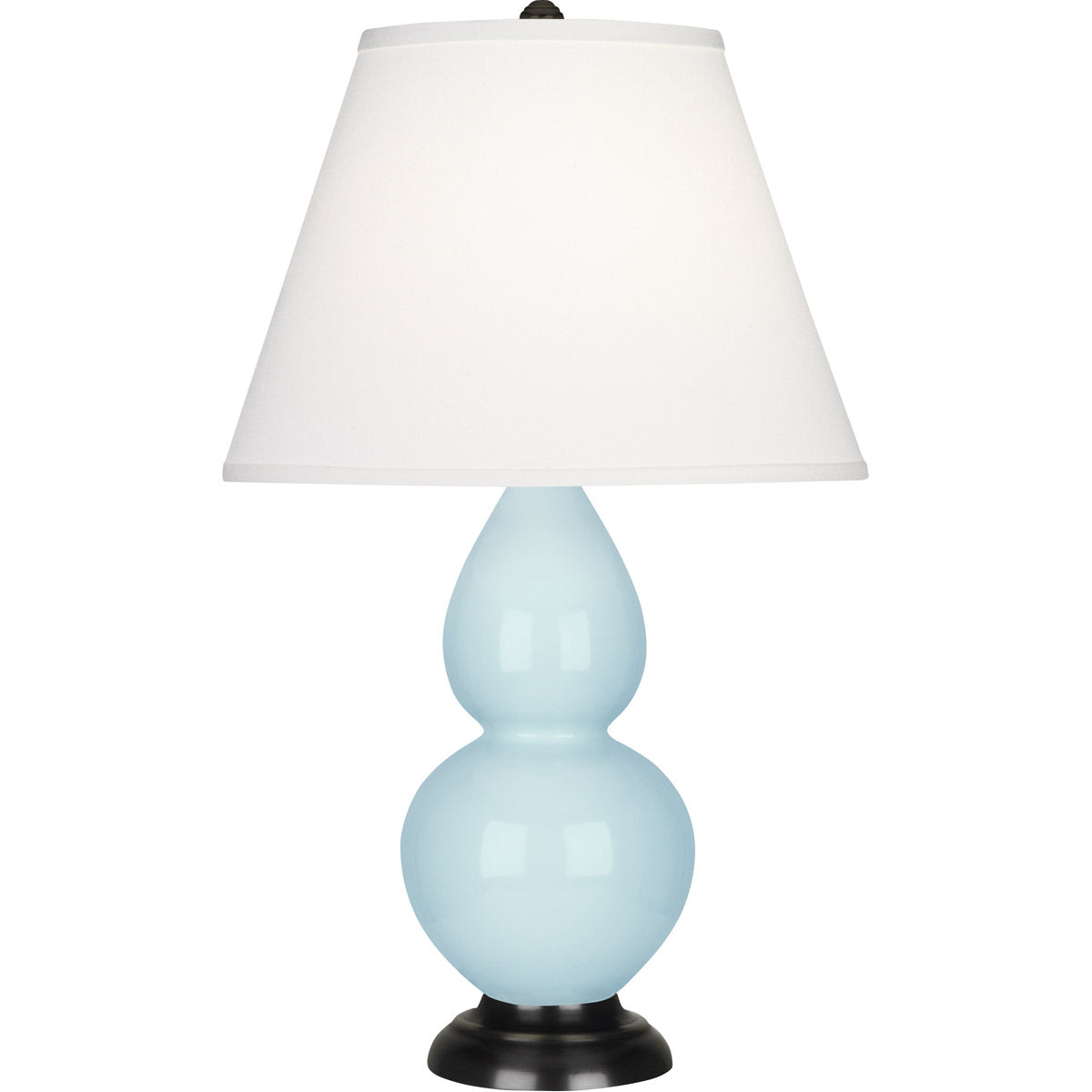 Robert Abbey  Baby Blue Small Double Gourd Accent Lamp in Baby Blue Glazed Ceramic with Deep Patina Bronze Finished Accents 1656X