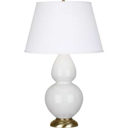 Robert Abbey  Lily Double Gourd Table Lamp in Lily Glazed Ceramic with Antique Natural Brass Finished Accents 1660X