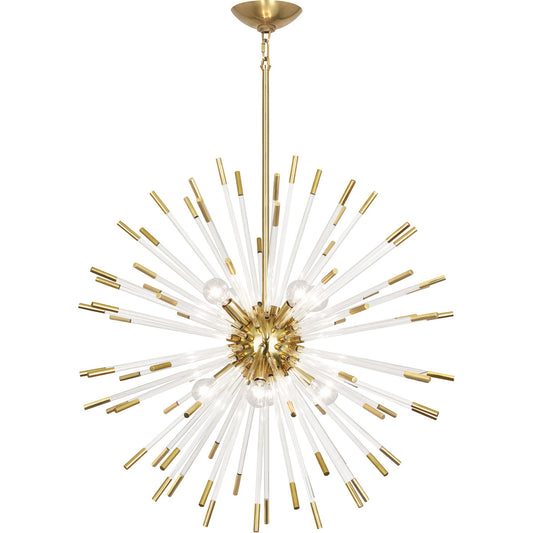 Robert Abbey  Andromeda Chandelier in Modern Brass Finish with Clear Acrylic Rods 166