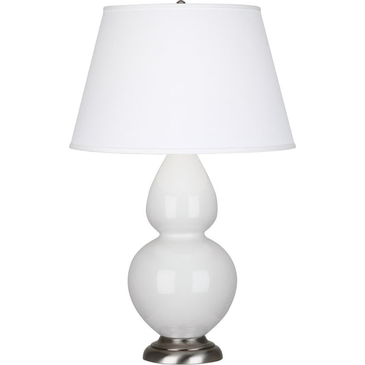 Robert Abbey  Lily Double Gourd Table Lamp in Lily Glazed Ceramic with Antique Silver Finished Accents 1670X