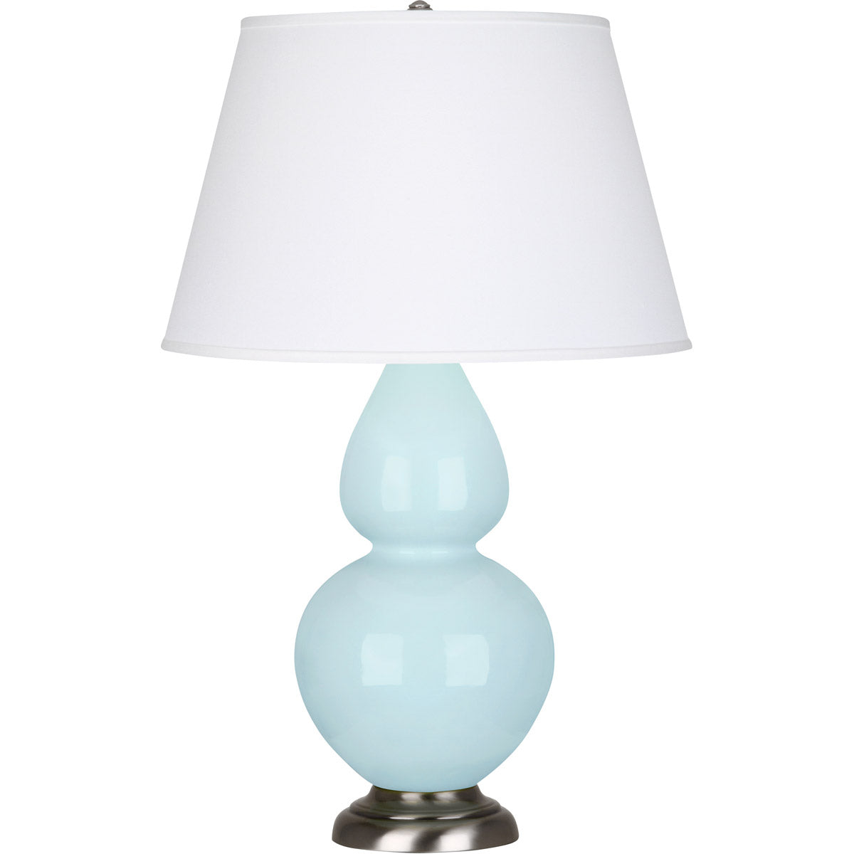 Robert Abbey  Baby Blue Double Gourd Table Lamp in Baby Blue Glazed Ceramic with Antique Silver Finished Accents 1676X