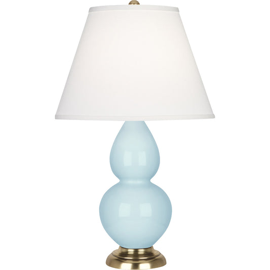 Robert Abbey  Baby Blue Small Double Gourd Accent Lamp in Baby Blue Glazed Ceramic with Antique Natural Brass Finished Accents 1689X