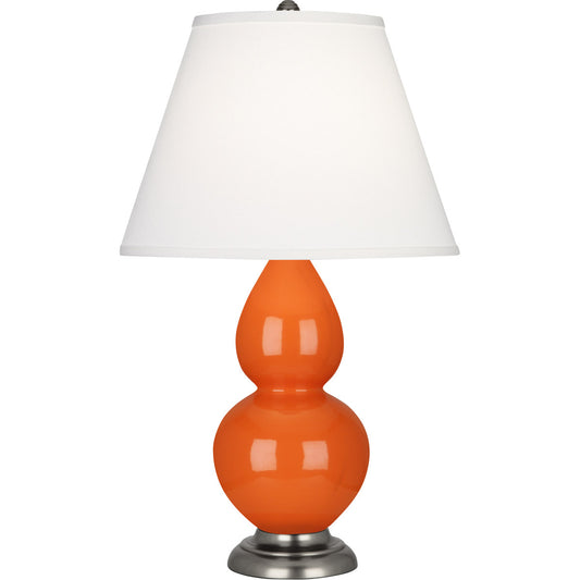 Robert Abbey  Pumpkin Small Double Gourd Accent Lamp in Pumpkin Glazed Ceramic with Antique Silver Finished Accents 1695X