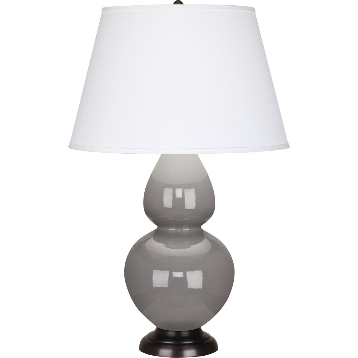 Robert Abbey  Smokey Taupe Double Gourd Table Lamp in Smoky Taupe Glazed Ceramic with Deep Patina Bronze Finished Accents 1749X