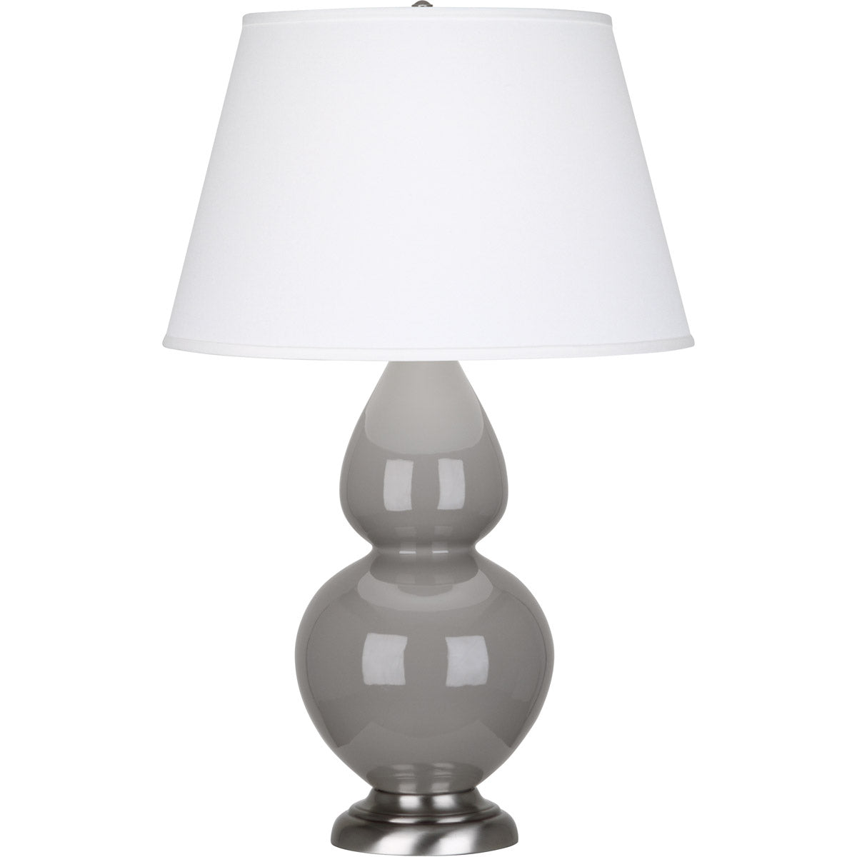 Robert Abbey  Smokey Taupe Double Gourd Table Lamp in Smoky Taupe Glazed Ceramic with Antique Silver Finished Accents 1750X