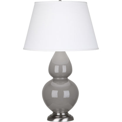 Robert Abbey  Smokey Taupe Double Gourd Table Lamp in Smoky Taupe Glazed Ceramic with Antique Silver Finished Accents 1750X