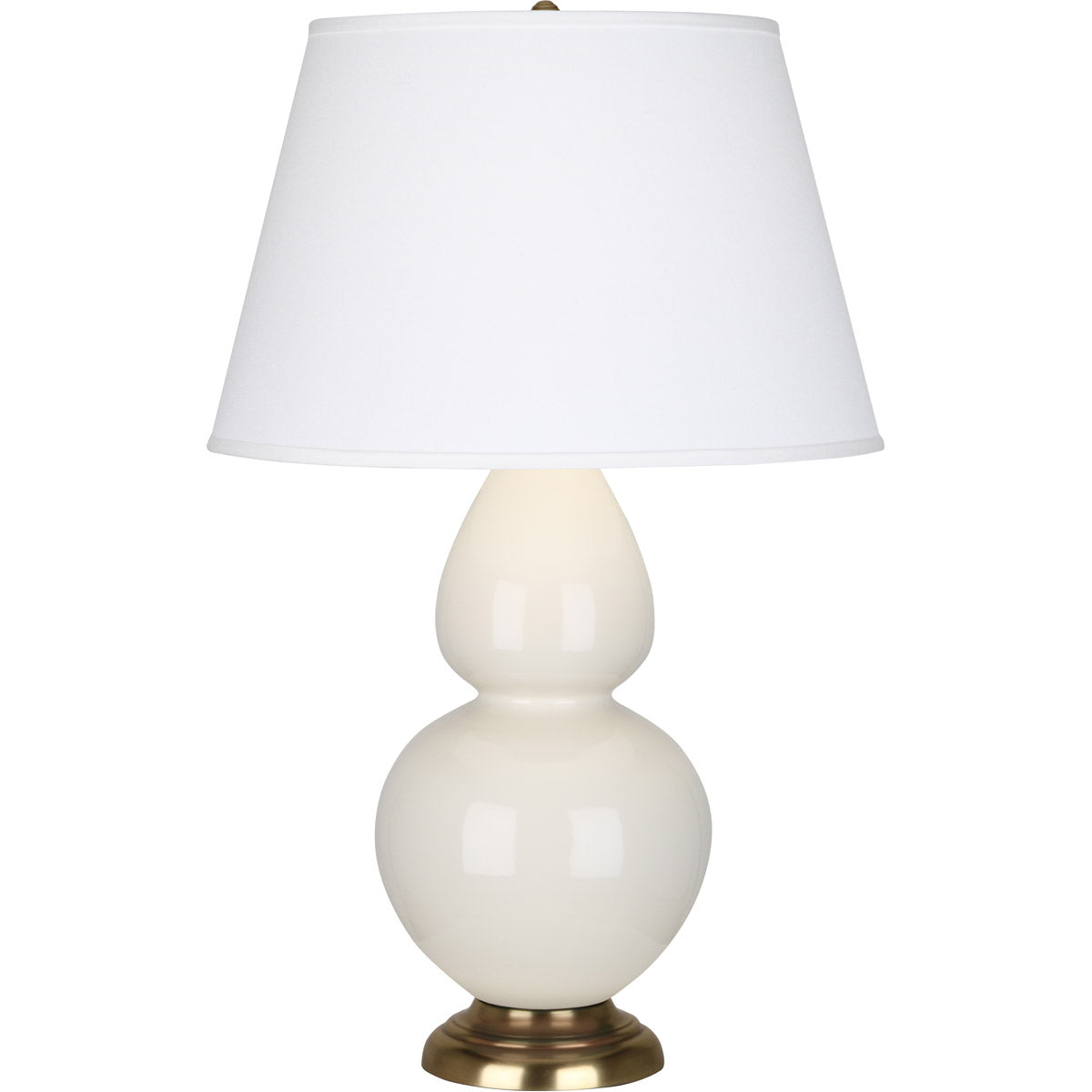 Robert Abbey  Bone Double Gourd Table Lamp in Bone Glazed Ceramic with Antique Natural Brass Finished Accents 1754X