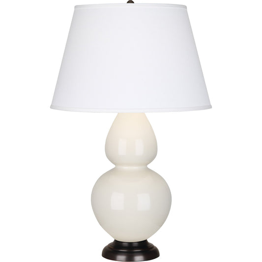 Robert Abbey  Bone Double Gourd Table Lamp in Bone Glazed Ceramic with Deep Patina Bronze Finished Accents 1755X