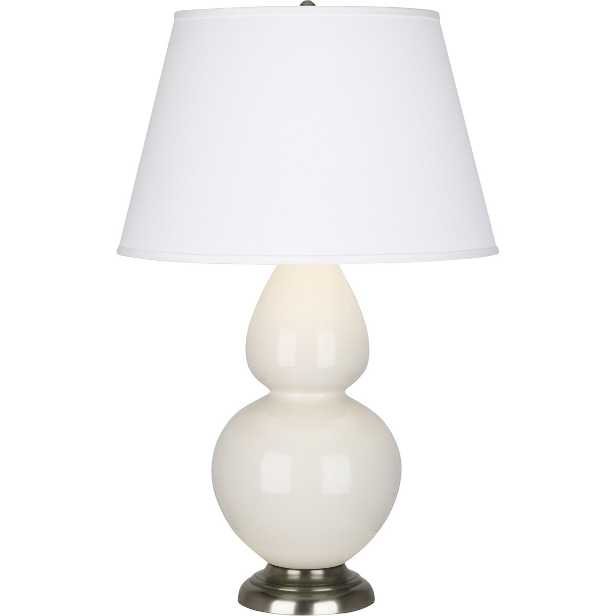 Robert Abbey  Bone Double Gourd Table Lamp in Bone Glazed Ceramic with Antique Silver Finished Accents 1756X