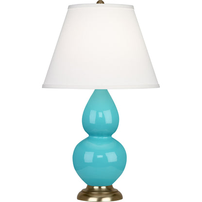 Robert Abbey  Egg Blue Small Double Gourd Accent Lamp in Egg Blue Glazed Ceramic Antique Brass Finished Accents 1760X