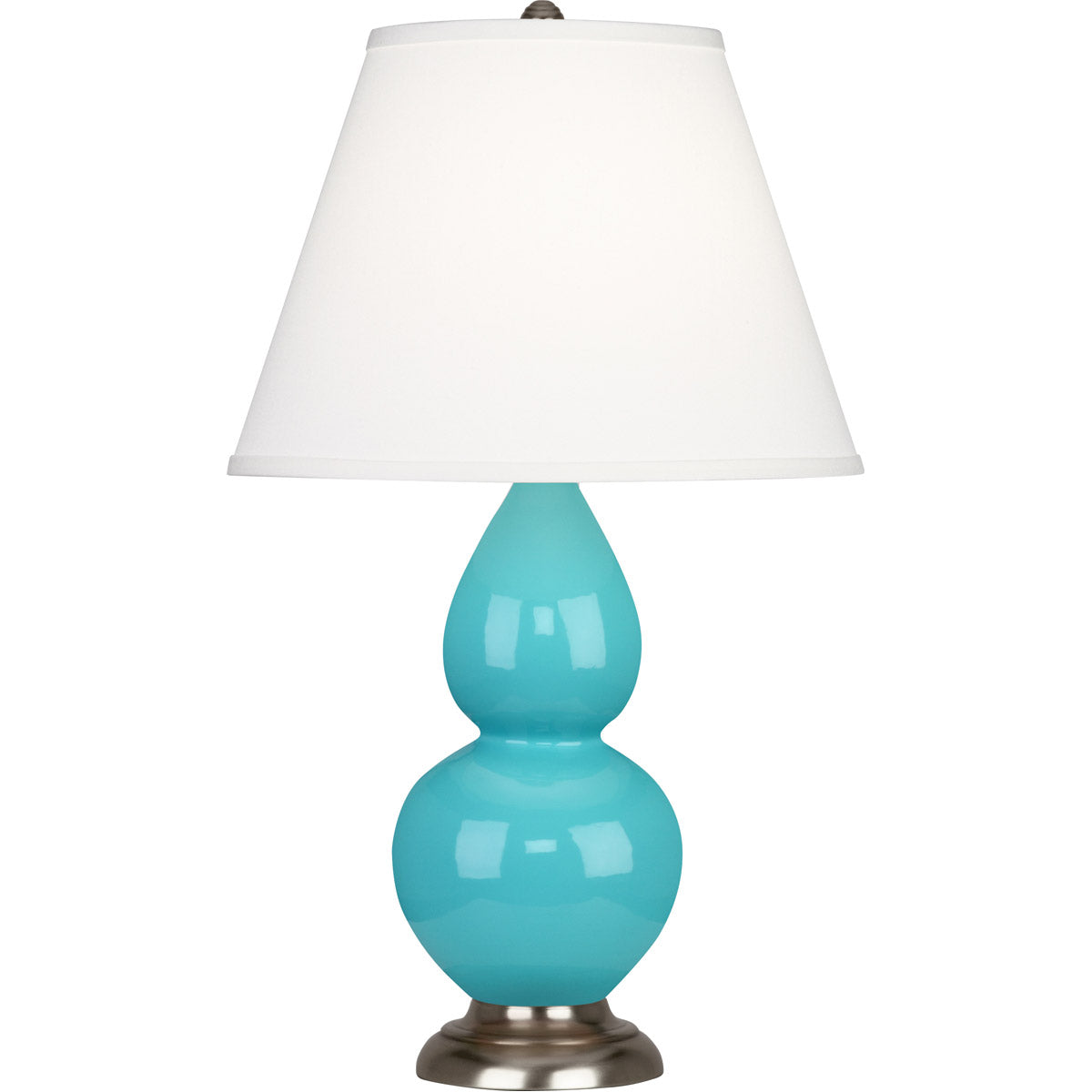 Robert Abbey  Egg Blue Small Double Gourd Accent Lamp in Egg Blue Glazed Ceramic with Antique Silver Finished Accents 1761X