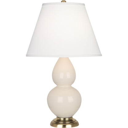 Robert Abbey  Bone Small Double Gourd Accent Lamp in Bone Glazed Ceramic with Antique Natural Brass Finished Accents 1774X