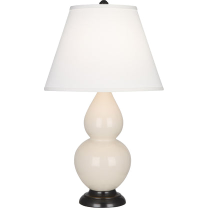 Robert Abbey  Bone Small Double Gourd Accent Lamp in Bone Glazed Ceramic with Deep Patina Bronze Finished Accents 1775X