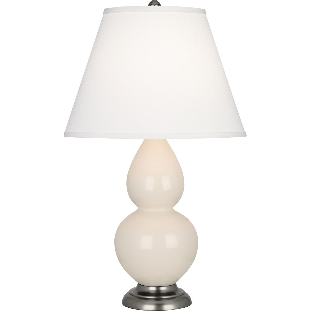 Robert Abbey  Bone Small Double Gourd Accent Lamp in Bone Glazed Ceramic with Antique Silver Finished Accents 1776X