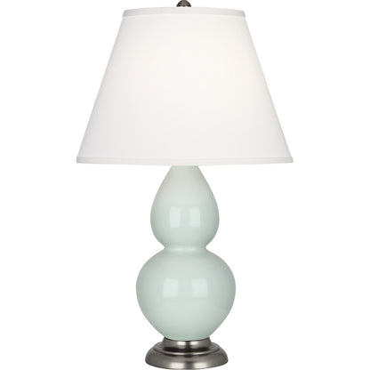 Robert Abbey  Celadon Small Double Gourd Accent Lamp in Celadon Glazed Ceramic with Antique Silver Finished Accents 1788X