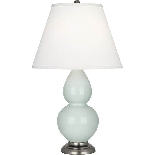 Robert Abbey  Celadon Small Double Gourd Accent Lamp in Celadon Glazed Ceramic with Antique Silver Finished Accents 1788X