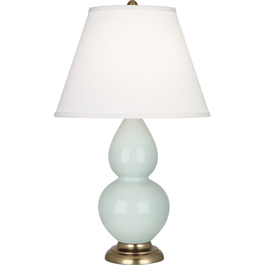 Robert Abbey  Celadon Double Gourd Table Lamp in Celadon Glazed Ceramic with Antique Brass Accents 1789X