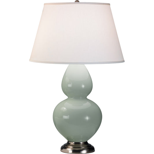 Robert Abbey  Celadon Double Gourd Table Lamp in Celadon Glazed Ceramic with Antique Silver Finished Accents 1791X