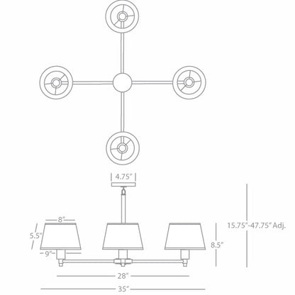 Robert Abbey  Real Simple Chandelier in Matte Black Powder Coat Finish over Steel 1837