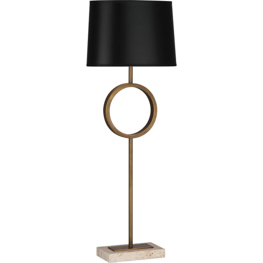 Robert Abbey  Logan Table Lamp in Aged Brass with Travertine Stone Base RHBN 2257B