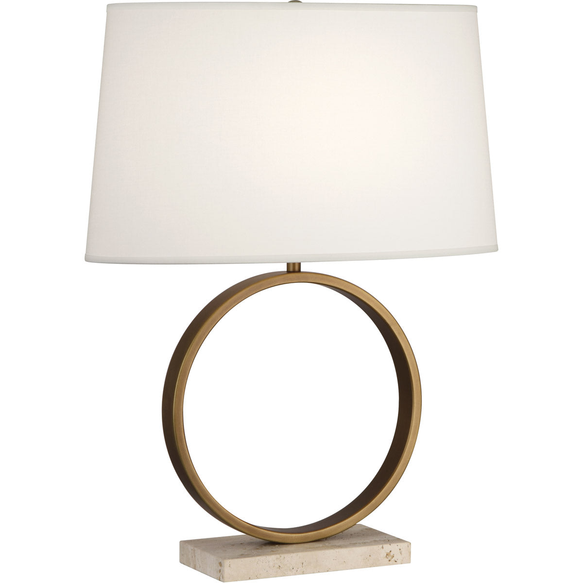 Robert Abbey  Logan Table Lamp in Aged Brass with Travertine Stone Base RHBN 2295