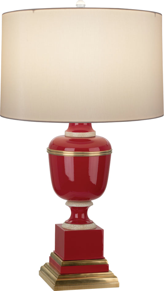 Robert Abbey  Mary McDonald Annika Table Lamp in Red Lacquered Paint with Natural Brass and Ivory Crackle Accents 2501X