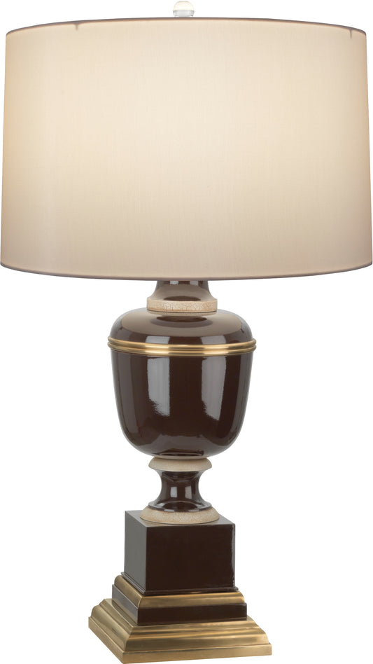 Robert Abbey  Mary McDonald Annika Table Lamp in Chocolate Lacquered Paint and Natural Brass with Ivory Crackle Accents 2502X