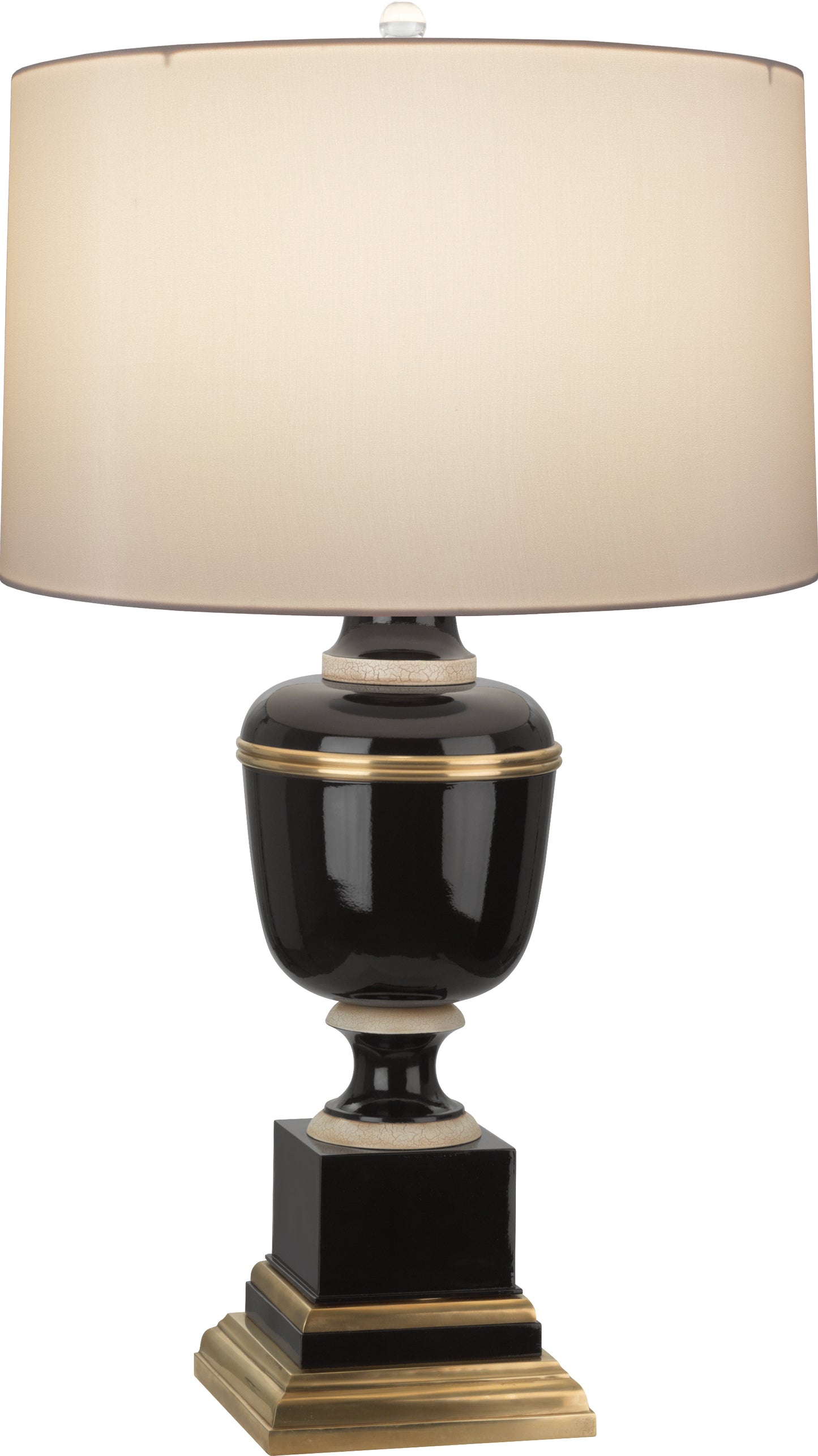 Robert Abbey  Mary McDonald Annika Table Lamp in Black Lacquered Paint with Natural Brass and Ivory Crackle Accents 2503X