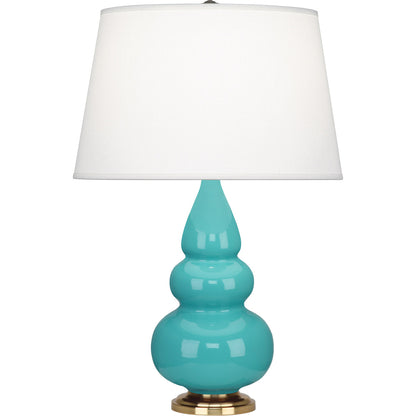 Robert Abbey  Egg Blue Small Triple Gourd Accent Lamp in Egg Blue Glazed Ceramic with Antique Natural Brass Finished Accents 252X