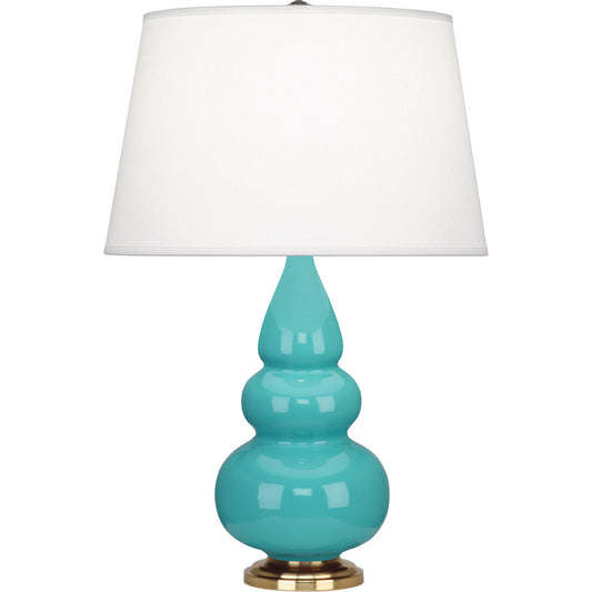 Robert Abbey  Egg Blue Small Triple Gourd Accent Lamp in Egg Blue Glazed Ceramic with Antique Natural Brass Finished Accents 252X