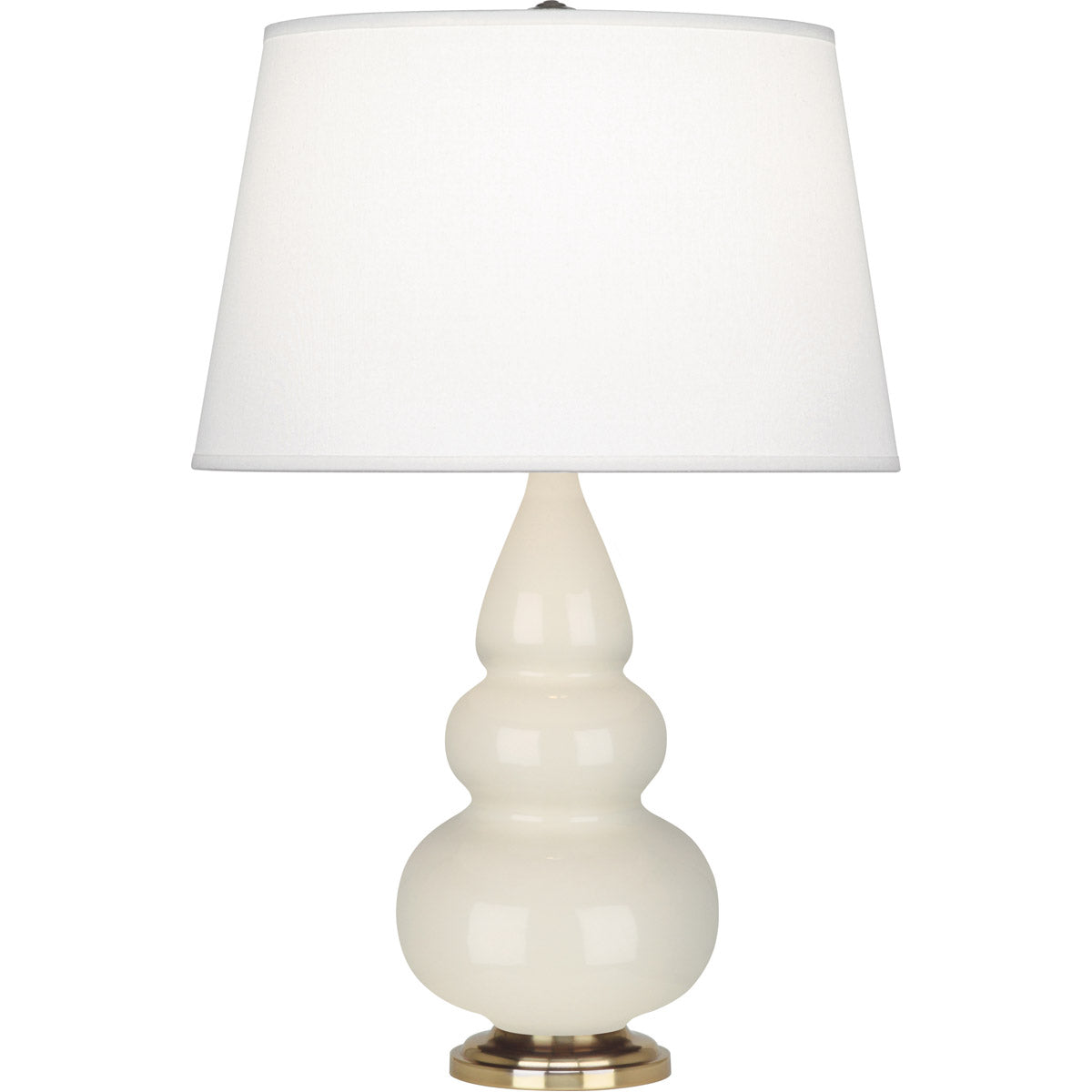 Robert Abbey  Bone Small Triple Gourd Accent Lamp in Bone Glazed Ceramic with Antique Natural Brass Finished Accents 254X