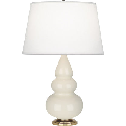 Robert Abbey  Bone Small Triple Gourd Accent Lamp in Bone Glazed Ceramic with Antique Natural Brass Finished Accents 254X