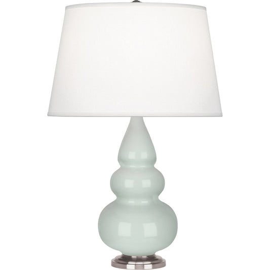 Robert Abbey  Celadon Small Triple Gourd Accent Lamp in Celadon Glazed Ceramic with Antique Silver Finished Accents 258X