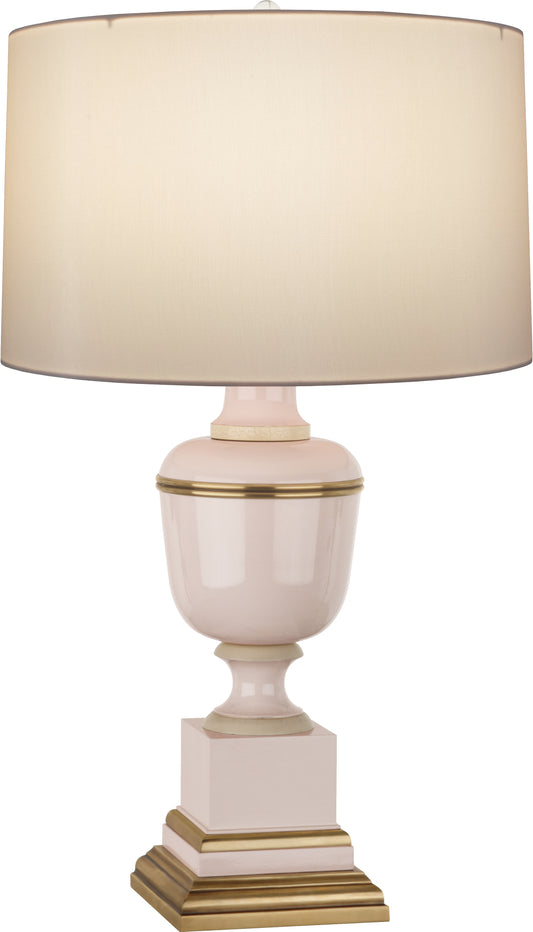 Robert Abbey  Mary McDonald Annika Table Lamp in Blush Lacquered Paint with Natural Brass and Ivory Crackle Accents 2602X