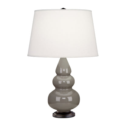 Robert Abbey  Smokey Taupe Small Triple Gourd Accent Lamp in Smoky Taupe Glazed Ceramic with Deep Patina Bronze Finished Accents 269X