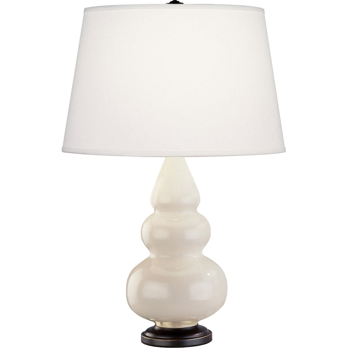 Robert Abbey  Bone Small Triple Gourd Accent Lamp in Bone Glazed Ceramic with Deep Patina Bronze Finished Accents 274X