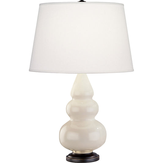 Robert Abbey  Bone Small Triple Gourd Accent Lamp in Bone Glazed Ceramic with Deep Patina Bronze Finished Accents 274X