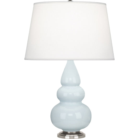 Robert Abbey  Baby Blue Small Triple Gourd Accent Lamp in Baby Blue Glazed Ceramic with Antique Silver Finished Accents 291X