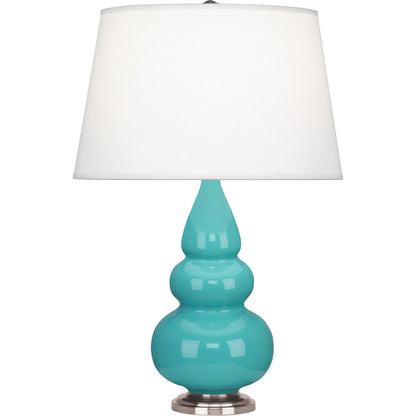 Robert Abbey  Egg Blue Small Triple Gourd Accent Lamp in Egg Blue Glazed Ceramic with Antique Silver Finished Accents 292X