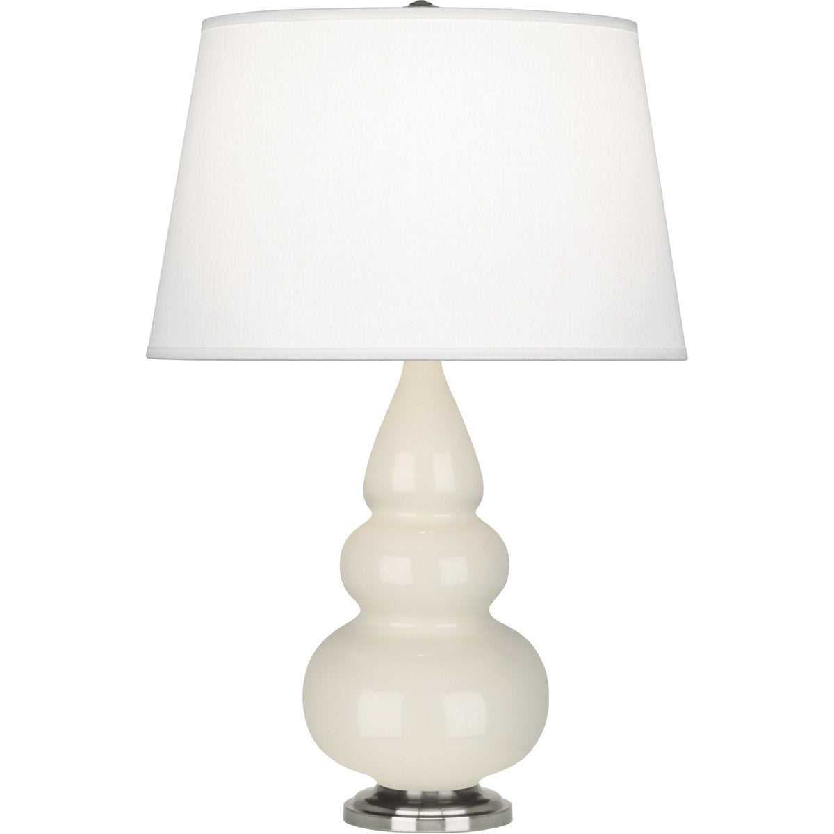 Robert Abbey  Bone Small Triple Gourd Accent Lamp in Bone Glazed Ceramic with Antique Silver Finished Accents 294X