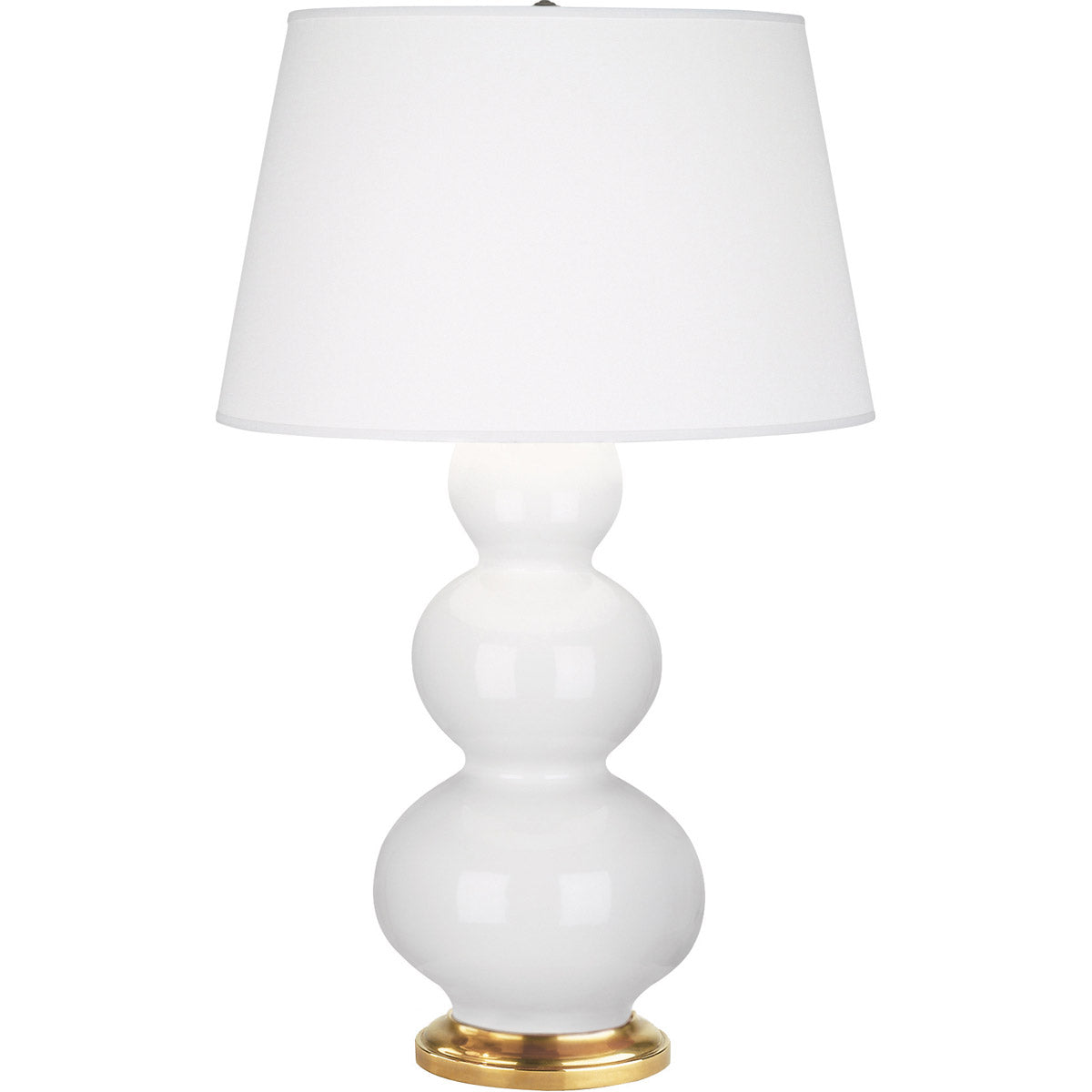 Robert Abbey  Lily Triple Gourd Table Lamp in Lily Glazed Ceramic with Antique Natural Brass Finished Accents 311X