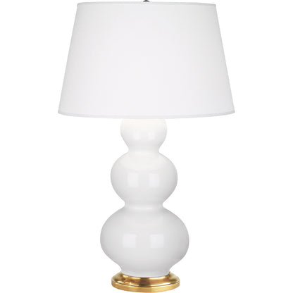 Robert Abbey  Lily Triple Gourd Table Lamp in Lily Glazed Ceramic with Antique Natural Brass Finished Accents 311X