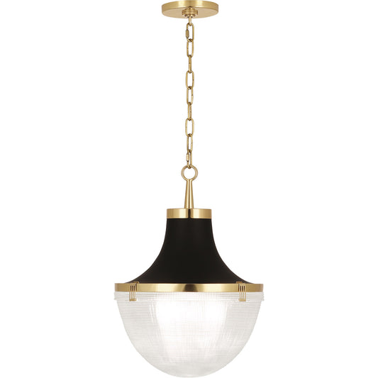 Robert Abbey  Brighton Pendant in Modern Brass Finish with Matte Black Shade Hood 3391