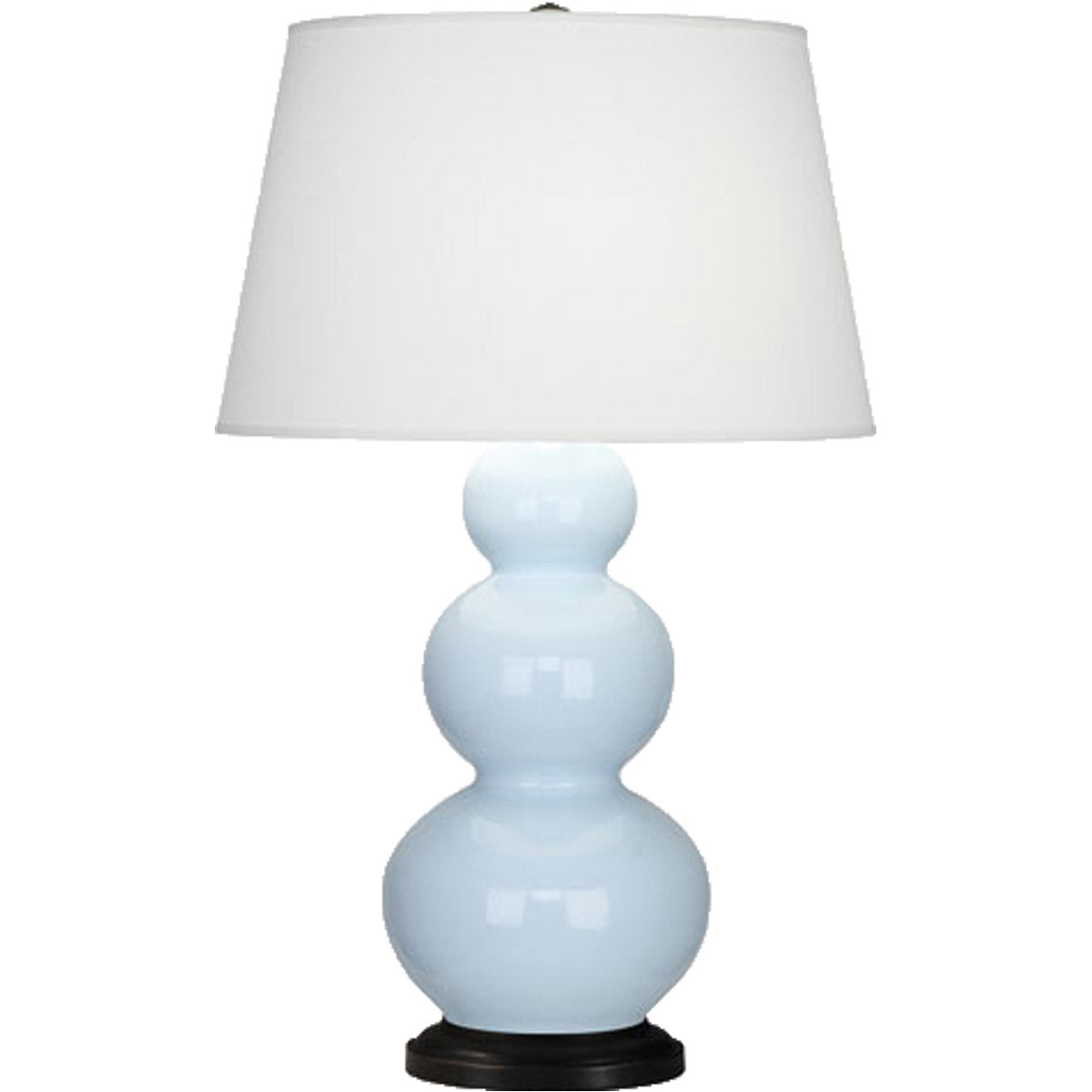 Robert Abbey  Baby Blue Triple Gourd Table Lamp in Baby Blue Glazed Ceramic with Deep Patina Bronze Finished Accents 341X